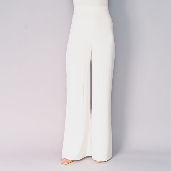336. AMANDA UPRICHARD Ivory Spencer Wide-Leg Pants NWOT Small - Picture 1 of 6
